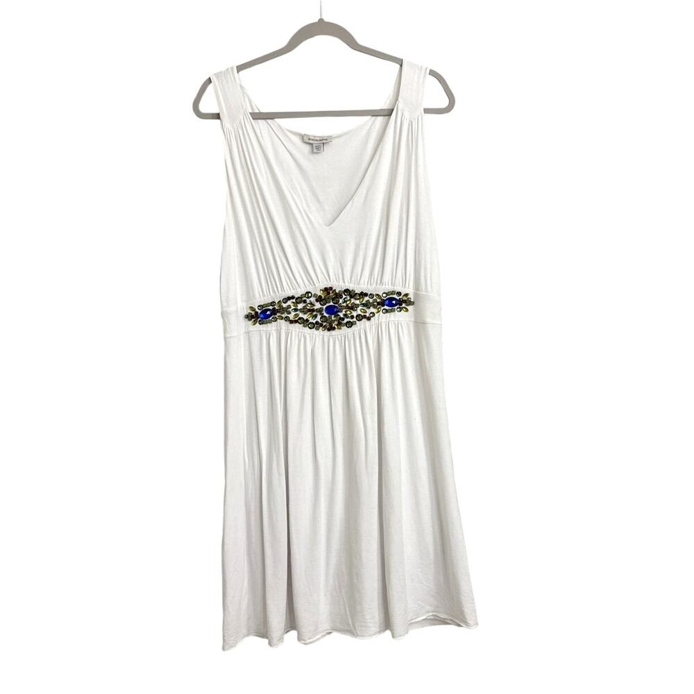 Boston Proper Jewel Detail Sleeveless Flowy Casual Neutral Dress Size Large